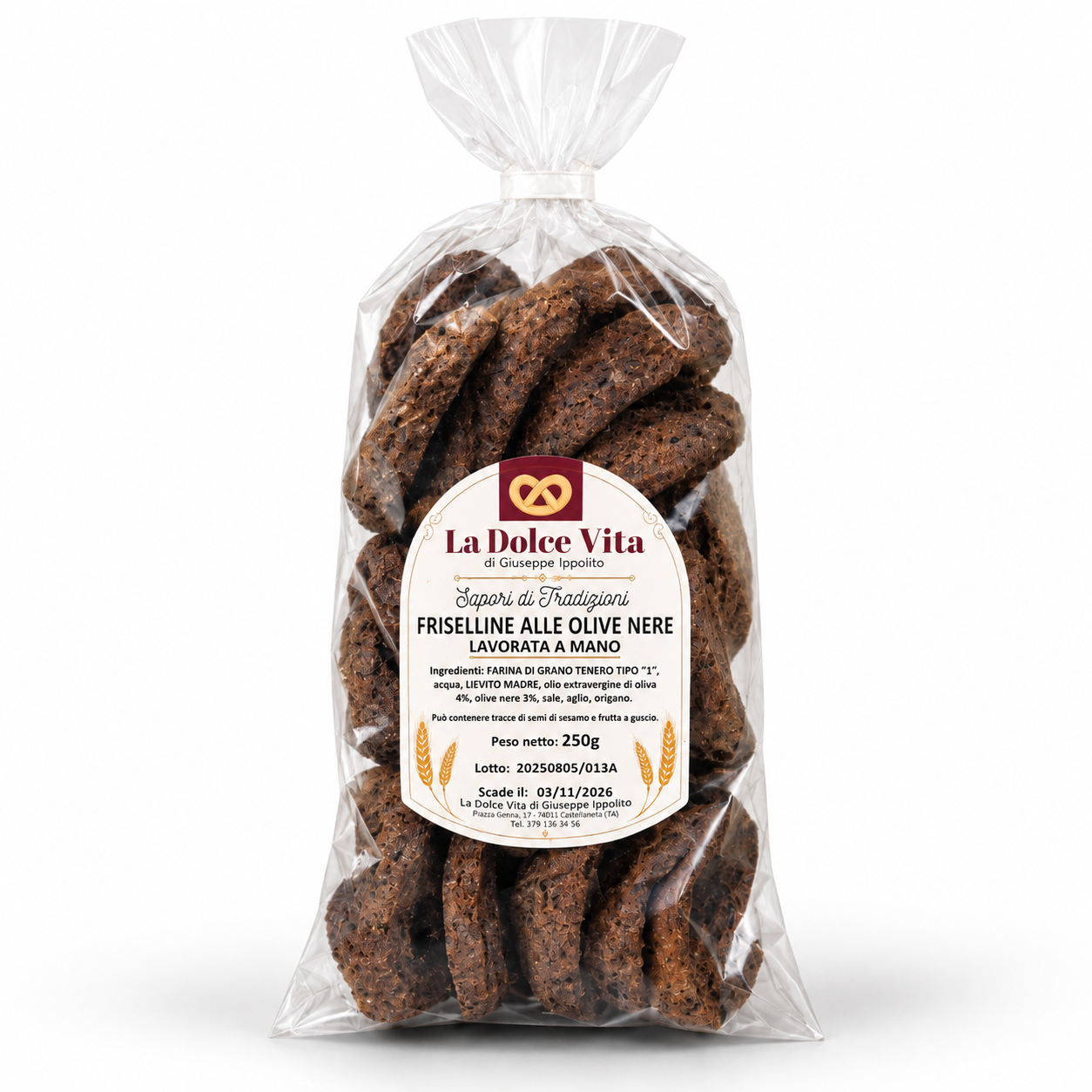 Friselline alle olive nere da 250 g